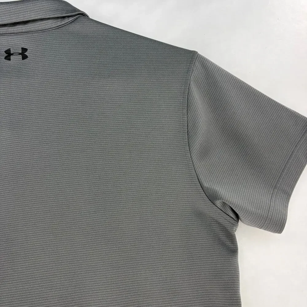 Under Armour Men's XL HeatGear Tech Textured Stripe Polo Shirt Gray - Picture 12 of 15
